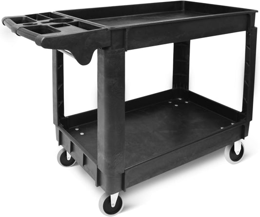 80855 500-Lb Utility Service PP Cart with Two Trays and Wheels 30 Inch X 16 Inch Overall Dimensions